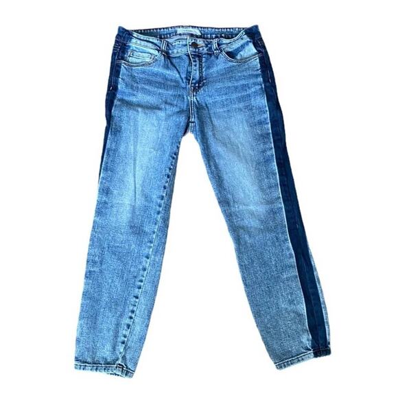 Cello Blue Side Stripe Straight Leg Crop Jeans Sz 7 - Picture 1 of 11